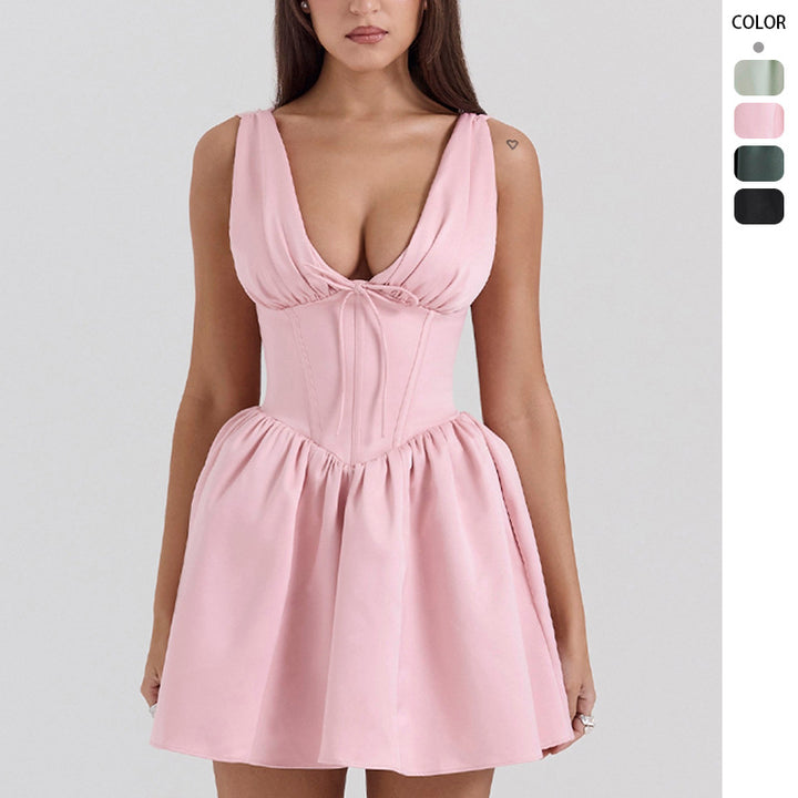 Ladies minidress with elegant wrap neckline and voluminous skirt Lisslune
