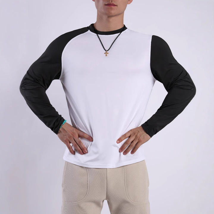 Men's Sports Long Sleeve Shirt with Breathable Inserts and Moisture-Regulating Material Lisslune