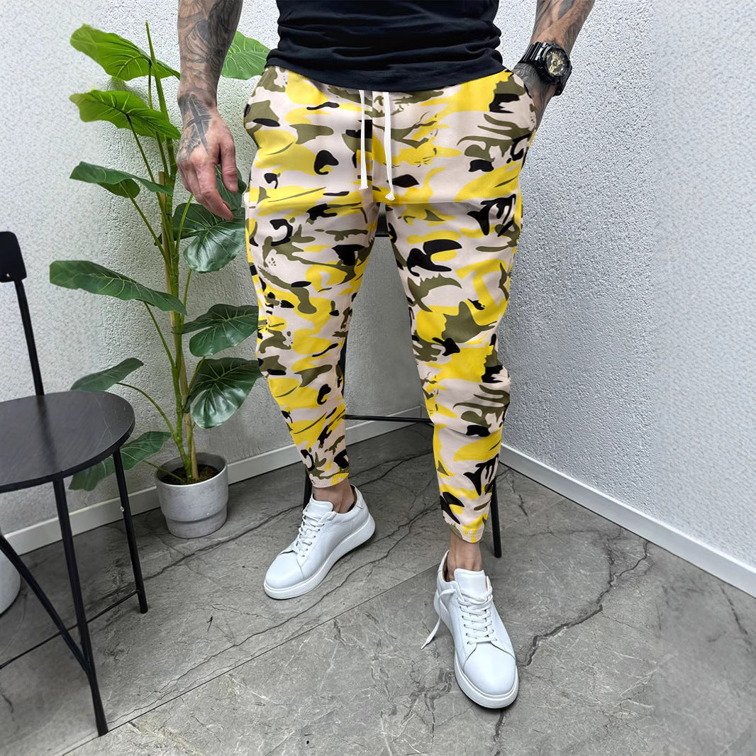 Men's Camouflage Jogging Pants with Elastic Waistband and Side Pockets Lisslune
