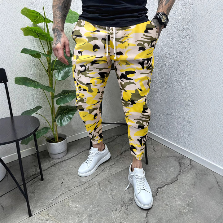 Men's Camouflage Jogging Pants with Elastic Waistband and Side Pockets Lisslune