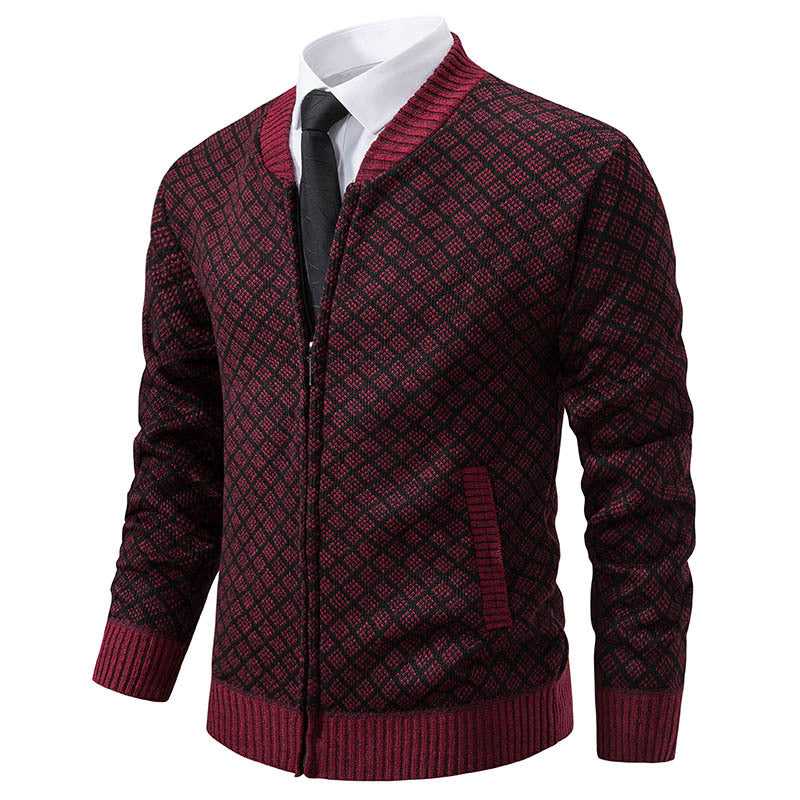 Men's cardigan with modern zip closure and textured design Lisslune