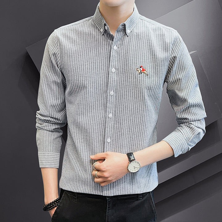 Men's checked leisure shirt with elegant standing collar Lisslune