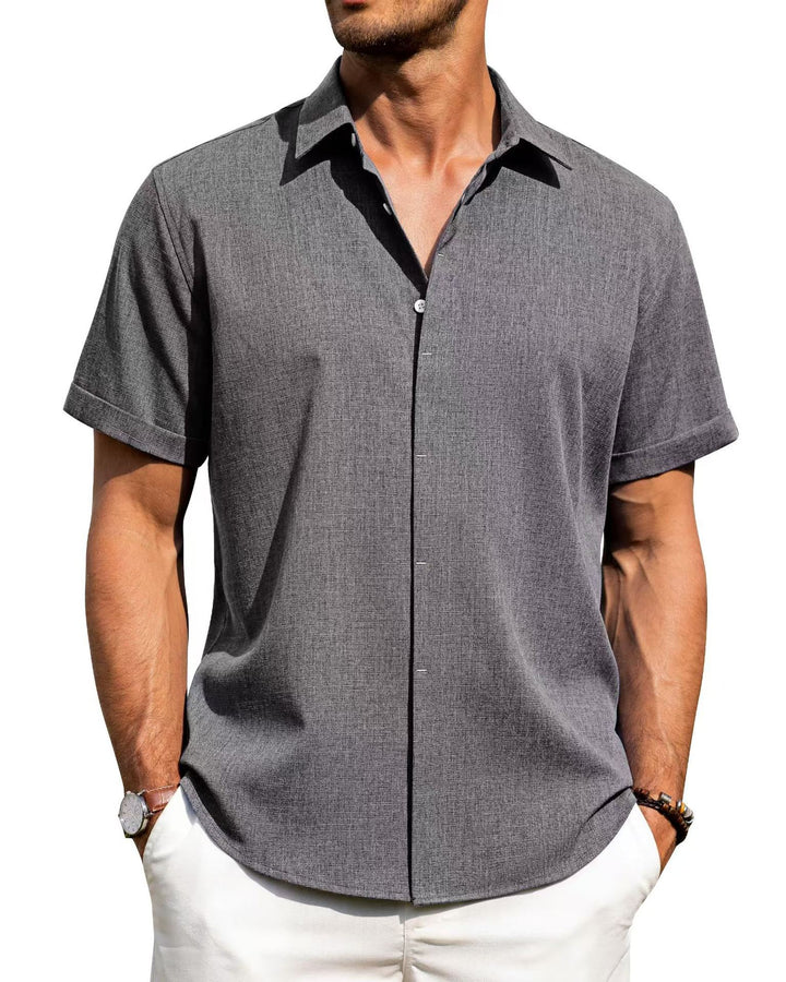 Men's short-sleeve shirt with textured design and modern collar Lisslune