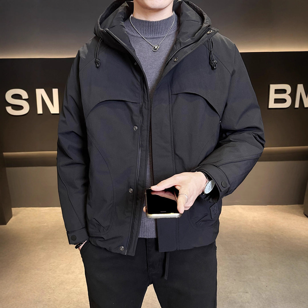Men's Unique Transitional Jacket with Functional Hood Design Lisslune