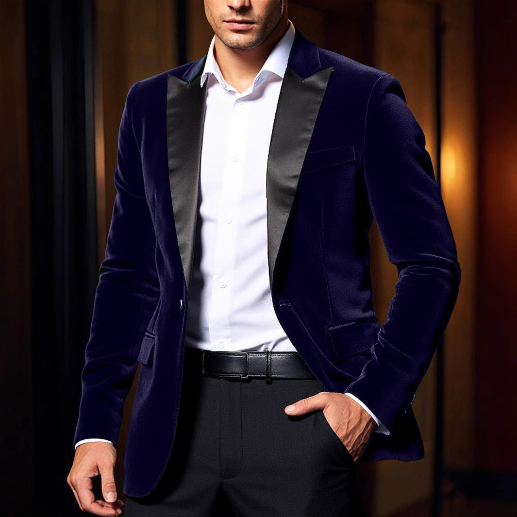 Men's elegant velvet blazer with satin collar section Lisslune