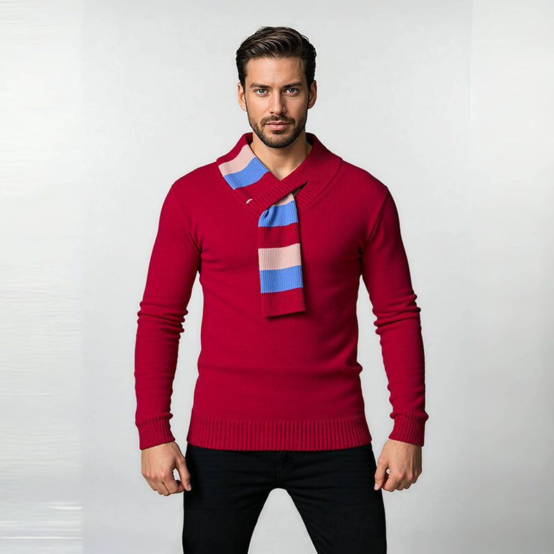 Men's Elegant Sweater with Modern Shawl Collar and High-Quality Craftsmanship Lisslune