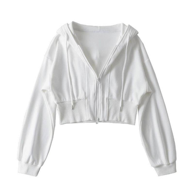 Women's cropped hoodie jacket with zipper and elastic cuffs Lisslune