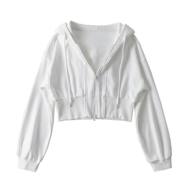 Women's cropped hoodie jacket with zipper and elastic cuffs Lisslune