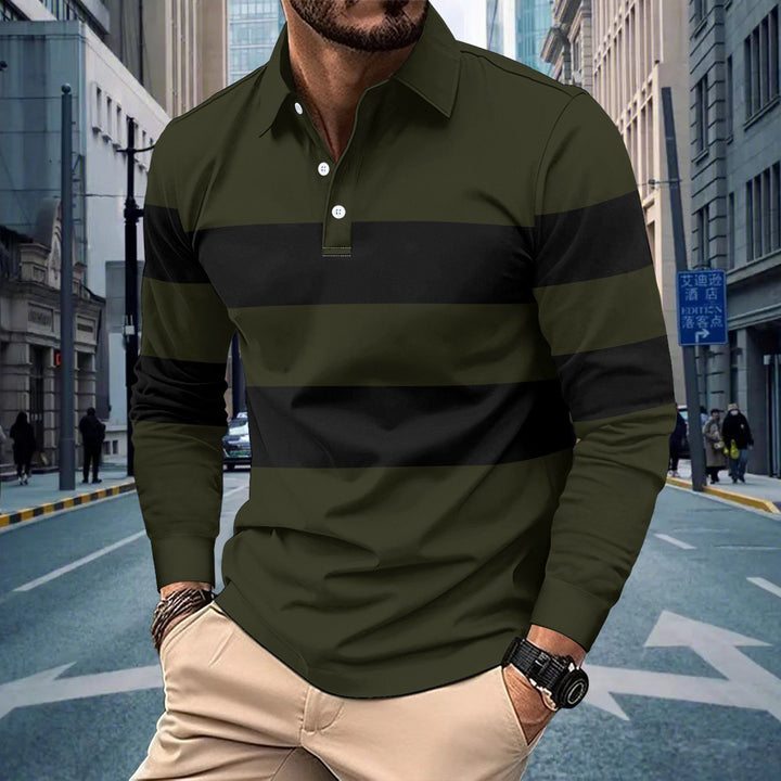 Men's long-sleeve shirt with modern stripe pattern and sporty collar Lisslune