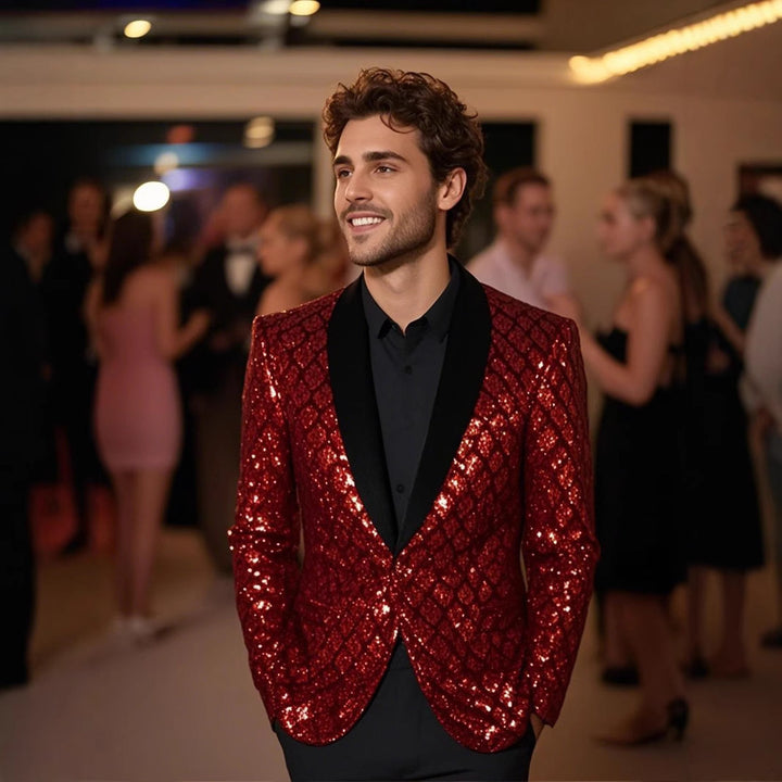 Men's Glamorous Sequin Blazer with Elegant Cut Lisslune