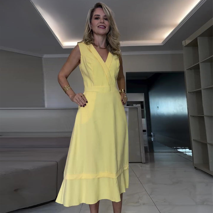 Women's midi dress with a flattering cut and practical pockets