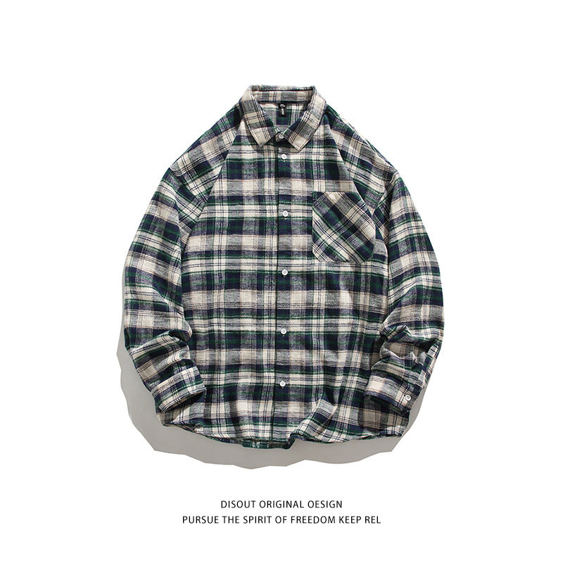 Men's comfortable flannel shirt with modern check pattern and chest pocket Lisslune