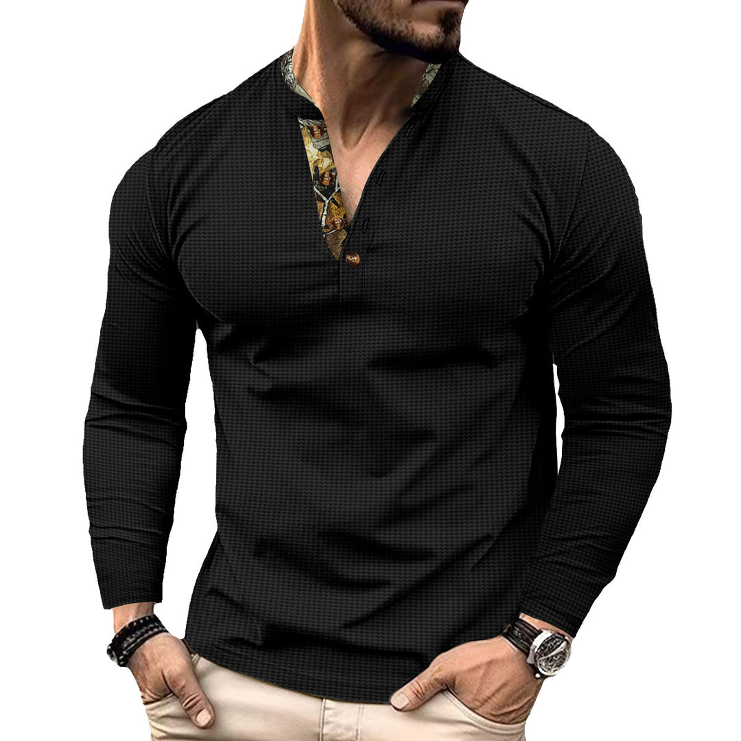 Men's elegant long sleeve shirt with fashionable stand-up collar and unique patterns Lisslune