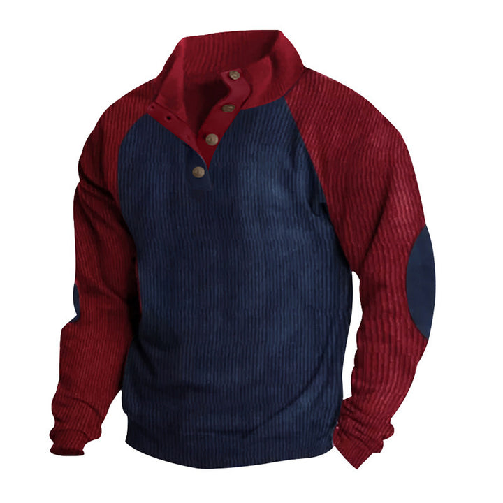 Men's structured pullover shirt with button placket and leather details Lisslune
