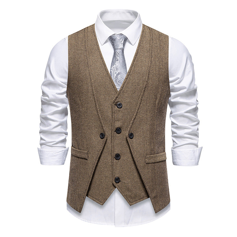 Men's Elegant Suit Vest in Classic Houndstooth Pattern Lisslune