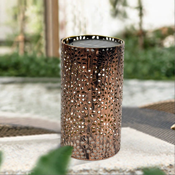 Lisslune | Cylindrical metal outdoor solar lights for the garden, set of two