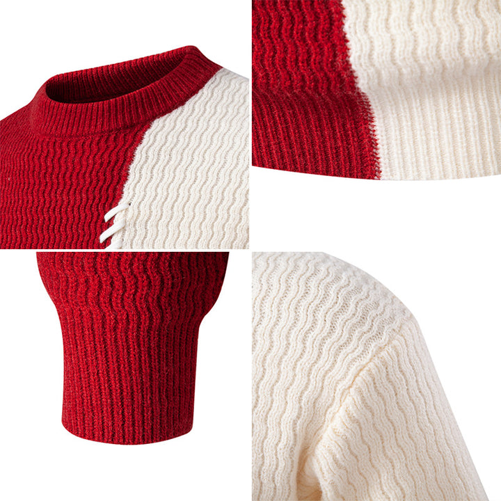 Men's fashionable sweater with innovative structural design and unique decorative stripes Lisslune