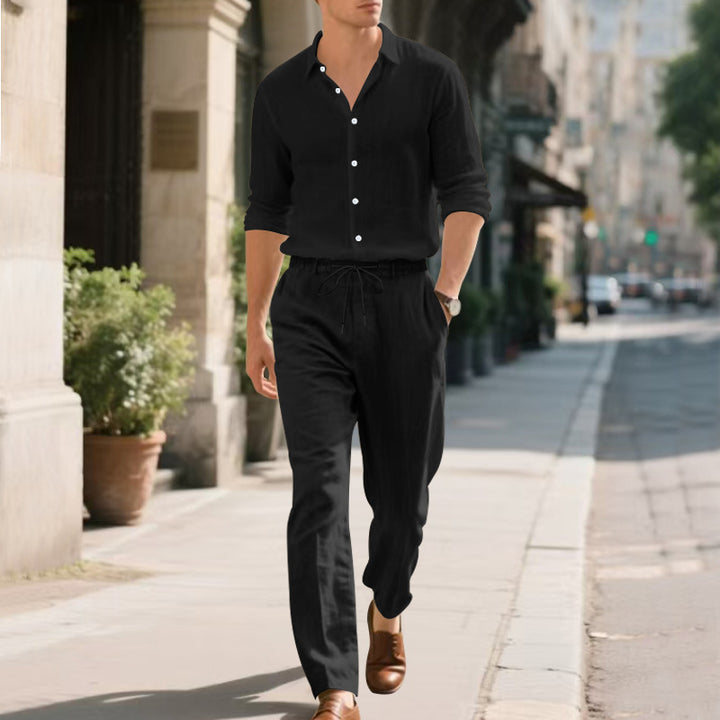 Men's airy linen pants with adjustable waistband and side pockets Lisslune