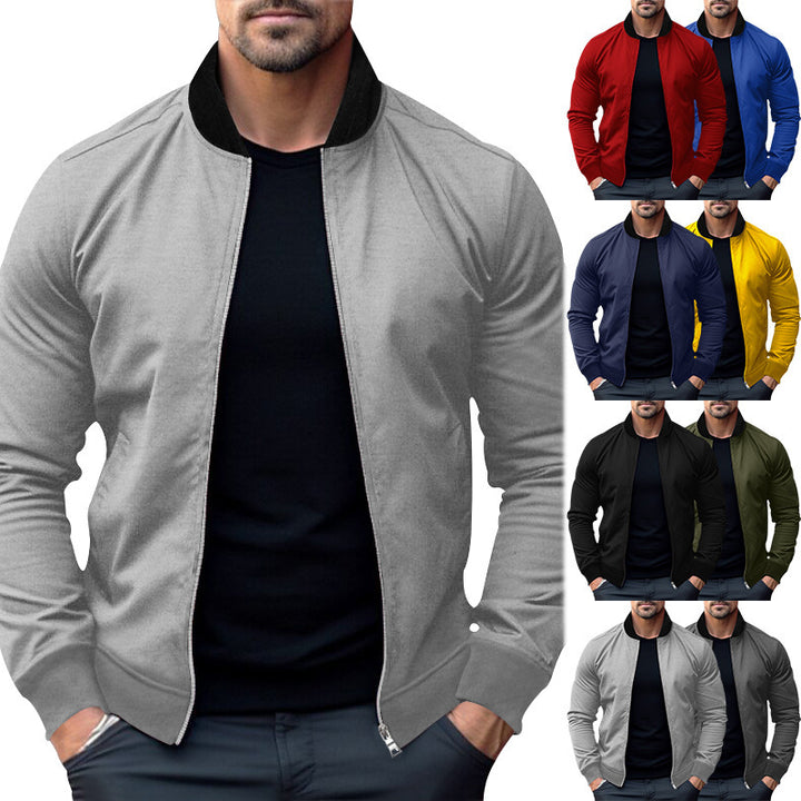 Men's sporty bomber jacket made of soft fleece with zippered pockets Lisslune