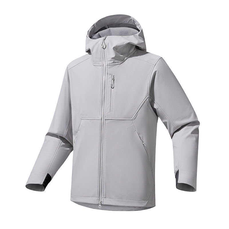 Men's functional outdoor jacket with adjustable hood collar and breathable inserts Lisslune