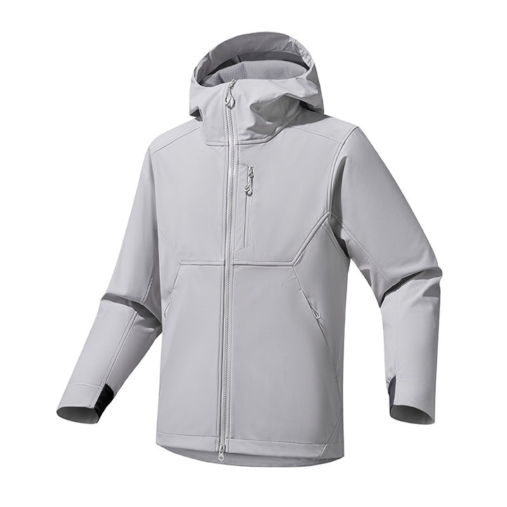 Men's functional outdoor jacket with adjustable hood collar and breathable inserts Lisslune