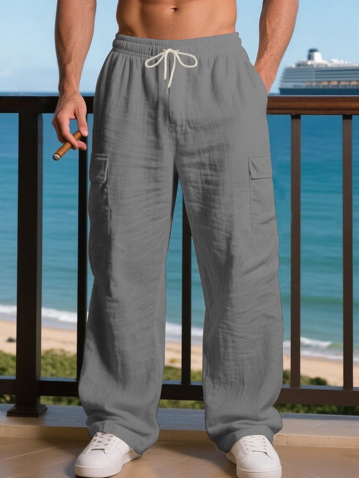 Men's relaxed cargo pants with elastic waistband and practical side pockets Lisslune
