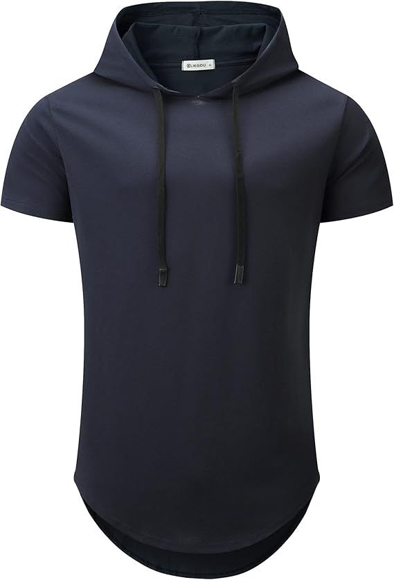Men's Short Sleeve Hoodie T-Shirt with Modern Cut and Practical Drawstrings Lisslune