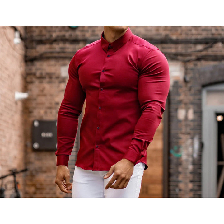 Men's form-fitting long-sleeve shirt with modern cut and elegant buttons Lisslune
