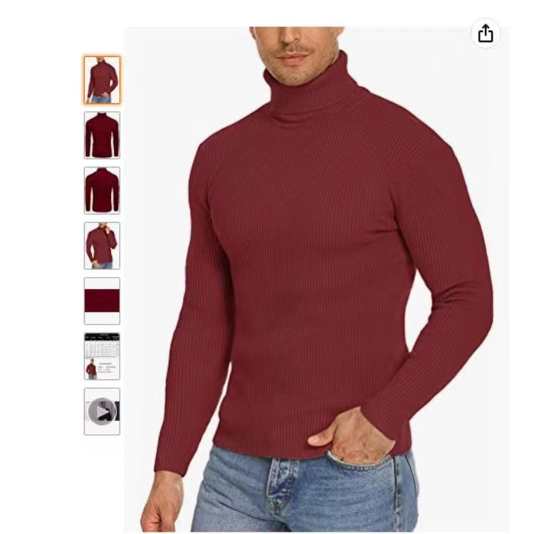 Men's Stand Collar Sweater made of Ribbed Knit Lisslune