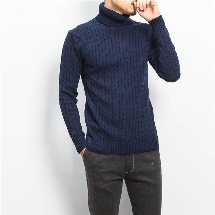 Men's comfortable turtleneck sweater with cable pattern Lisslune