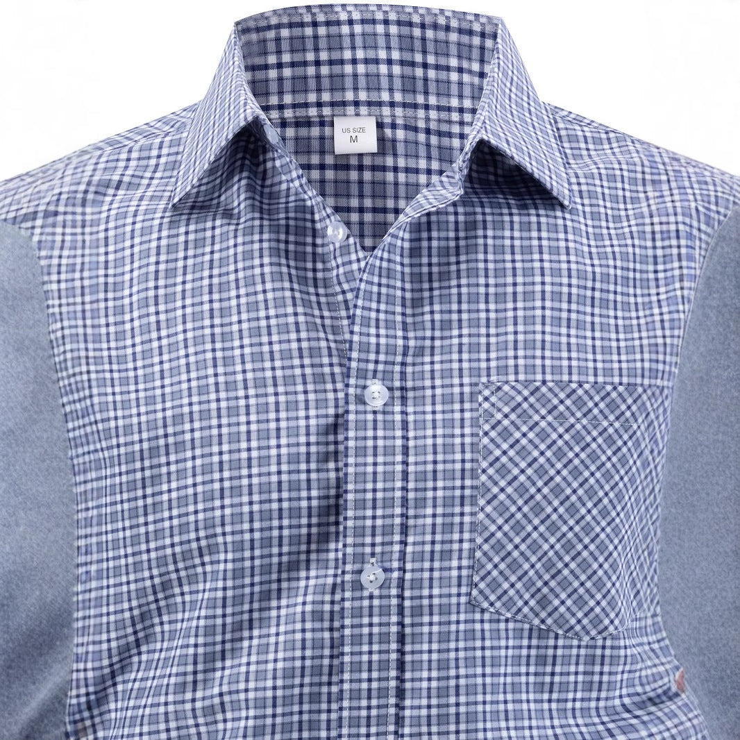 Men's checked long-sleeve shirt with a comfortable fit and breast pocket Lisslune