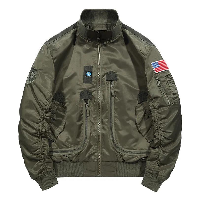 Men's Multifunctional Pilot Jacket with Practical Pockets and High Collar Lisslune