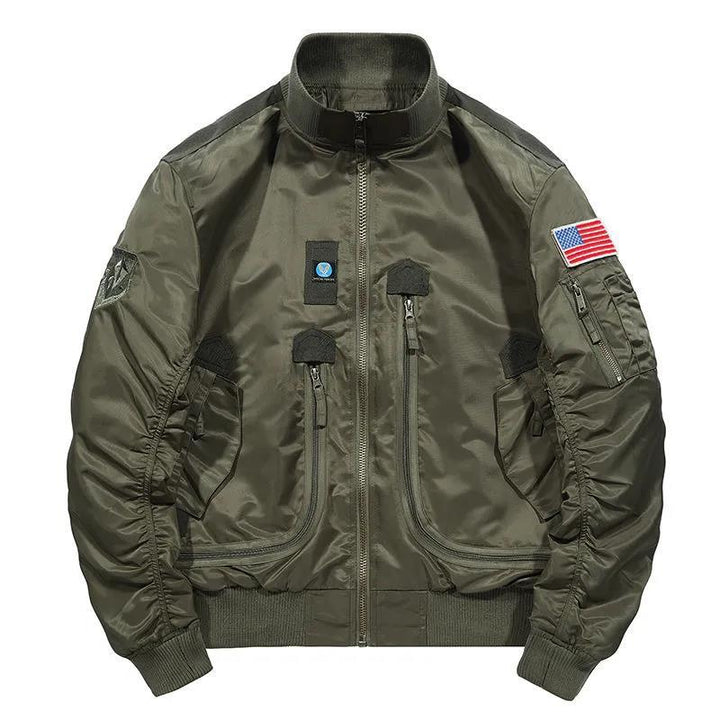 Men's Multifunctional Pilot Jacket with Practical Pockets and High Collar Lisslune