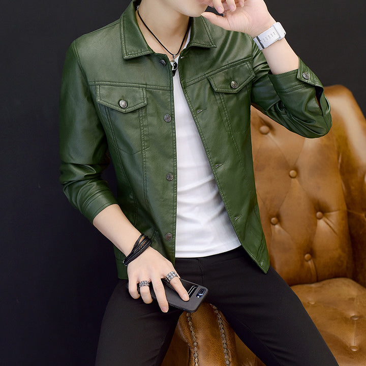 Men's stylish synthetic leather jacket with casual fit Lisslune