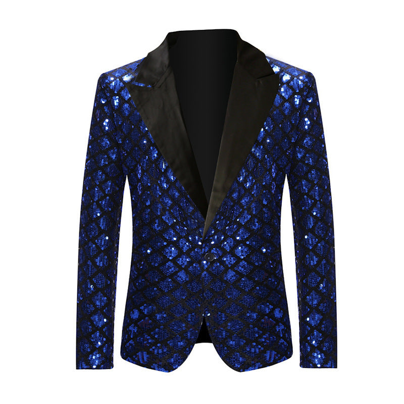 Men's Sequin Blazer in Elegant Diamond Pattern Lisslune