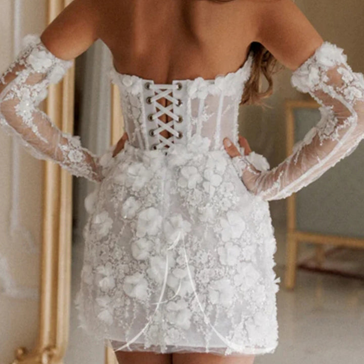 Women's wedding dress with seductive floral design and transparent sleeves Lisslune