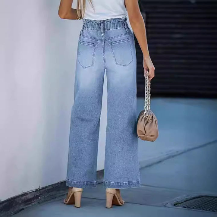 Women's High-Waisted Jeans with Wide Leg Lisslune
