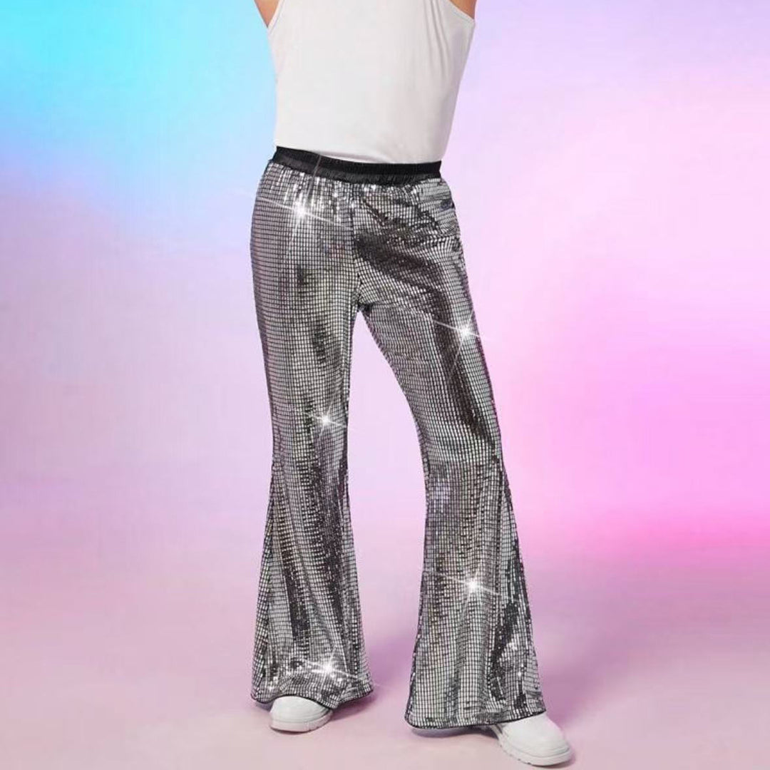 Men's shimmering sequin trousers in extravagant disco style Lisslune