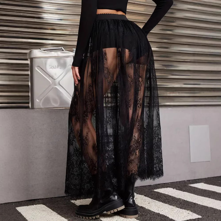 Damen Elegante Spitzen-Maxiröcke mit hohem Bund Lisslune