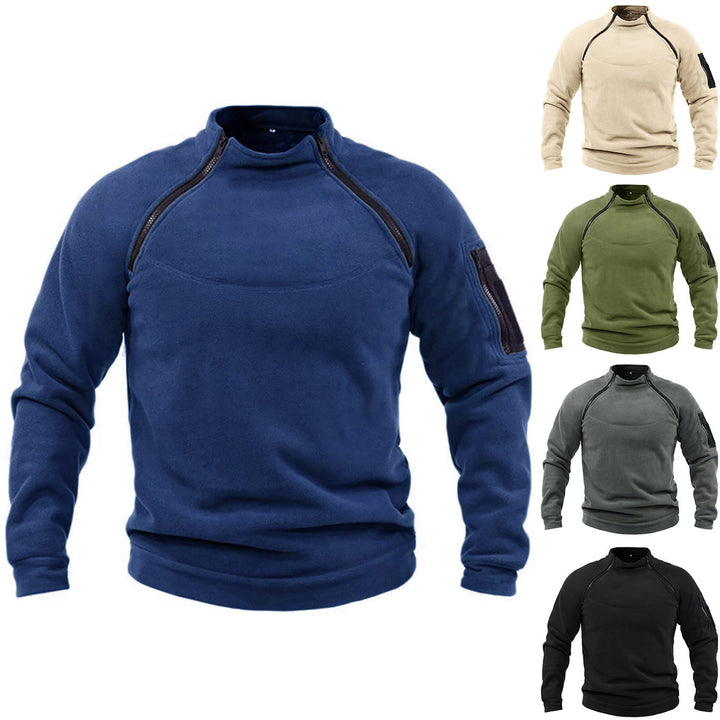 Men's thermal fleece pullover with high collar and practical pockets Lisslune