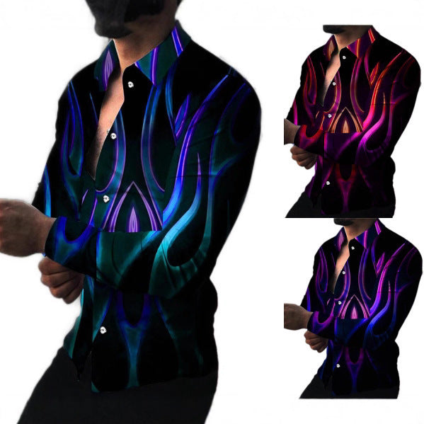 Men's long sleeve shirt with modern neon pattern and tailored fit Lisslune