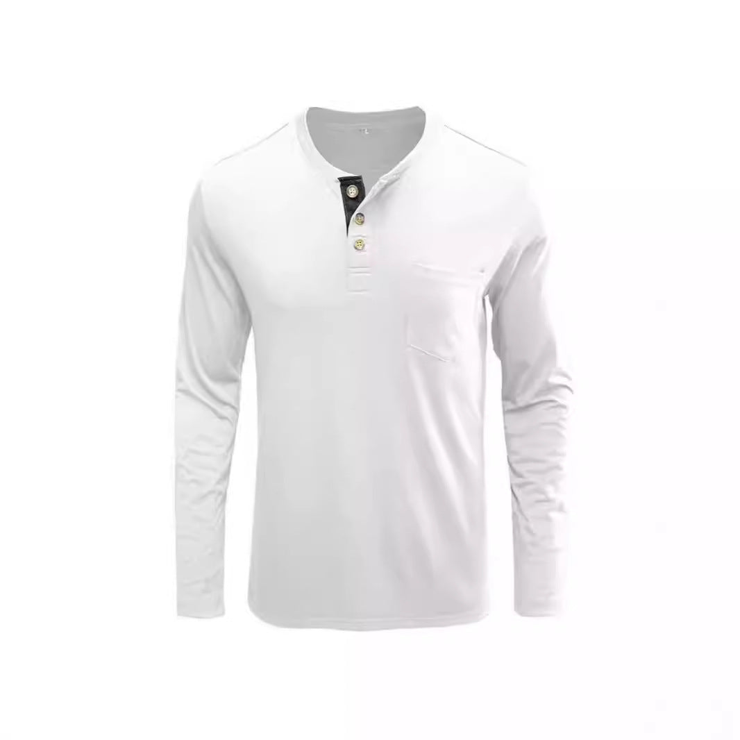Men's fashionable long-sleeve shirt with button placket and chest pocket Lisslune