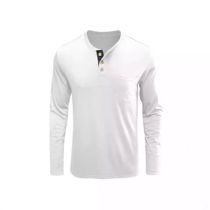 Men's fashionable long-sleeve shirt with button placket and chest pocket Lisslune