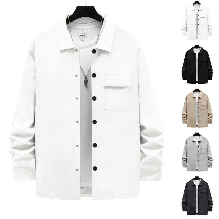Men's casual cotton jacket with textured design and practical pockets Lisslune
