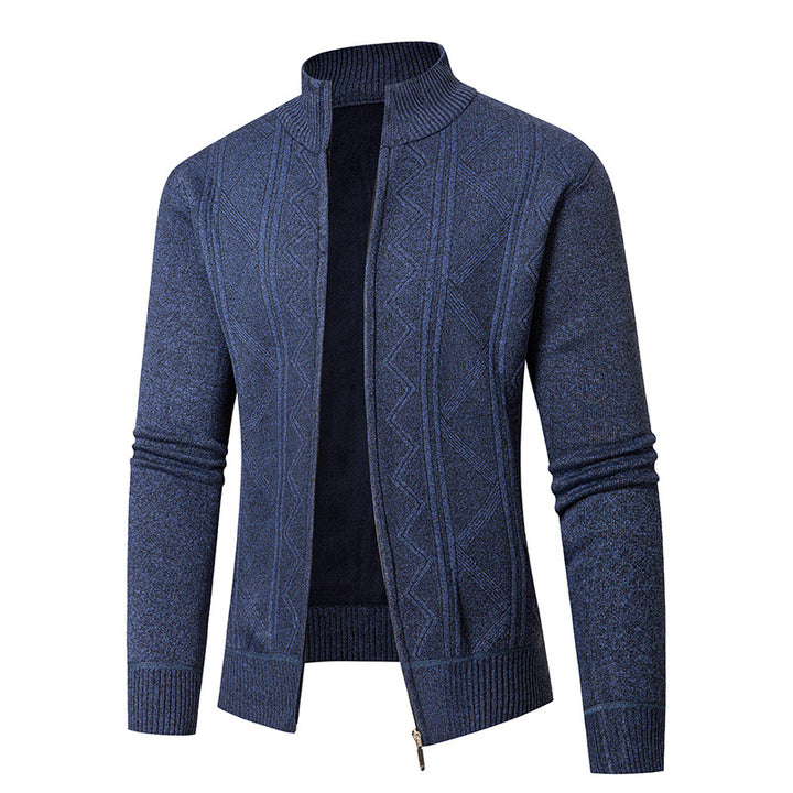 Men's cardigan with elegant patterns and modern stand-up collar Lisslune