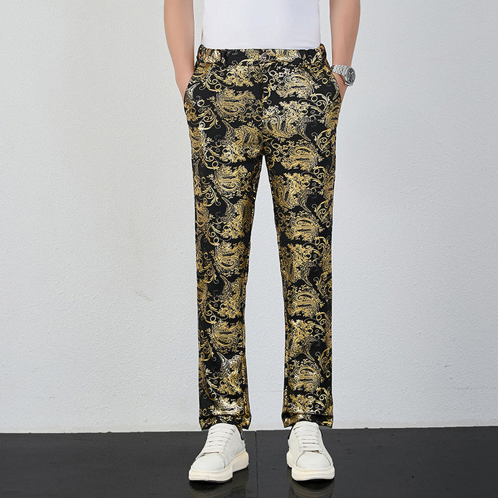 Men's elegant satin pants with floral pattern Lisslune