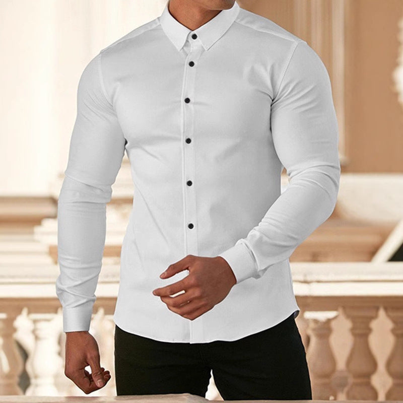 Men's elegant long-sleeve shirt with a fitted cut and stylish button details Lisslune