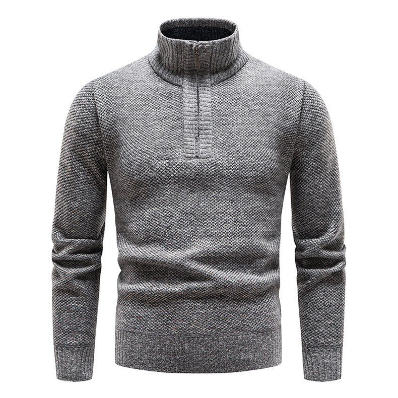 Men's Stylish Knit Sweater with High Collar and Textured Design Lisslune