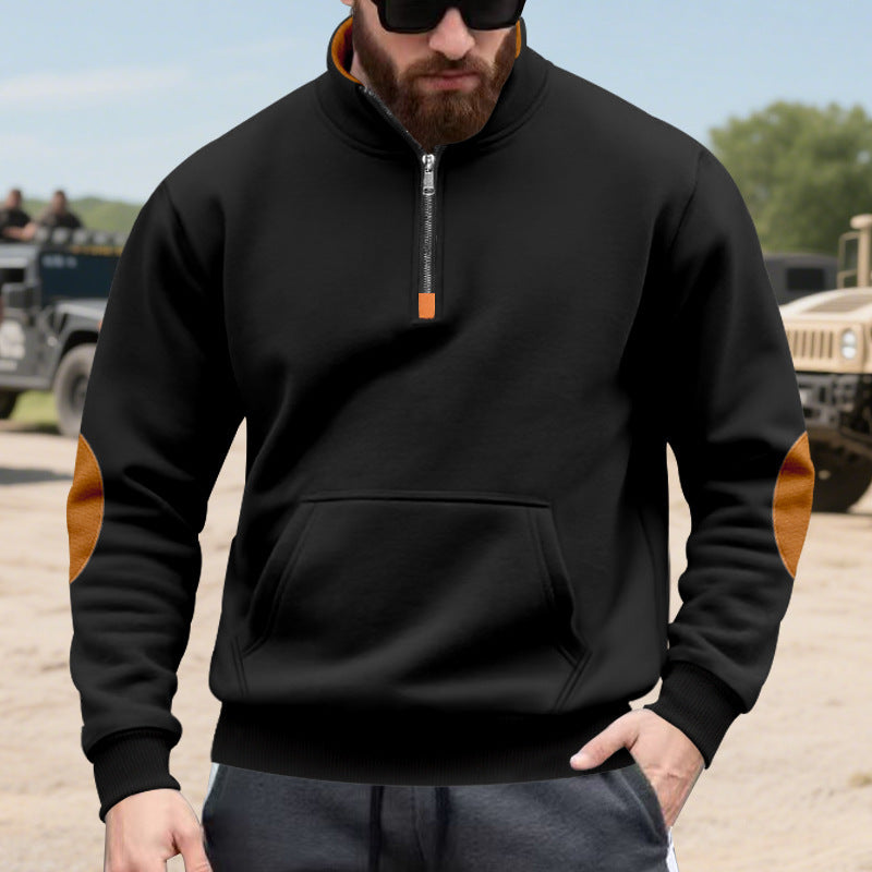 Men's hoodie with fashionable stand-up collar and contrast details Lisslune
