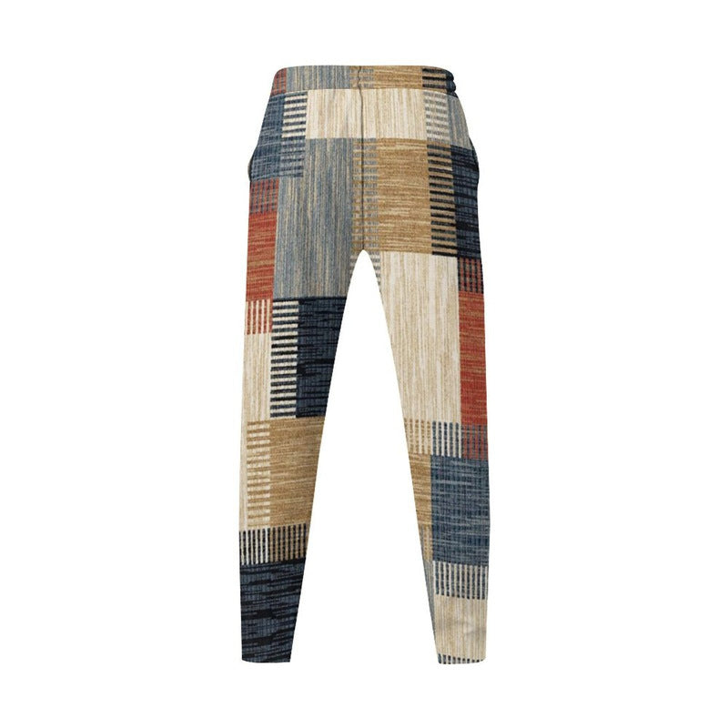 Men's fashion carrot pants with graphic patchwork pattern Lisslune